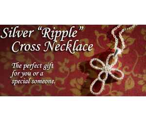 Silver Ripple Cross Necklace