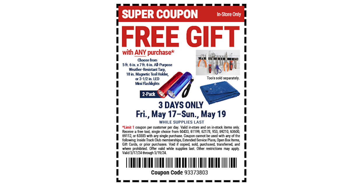 Harbor Freight Coupon Free Gift with Purchase