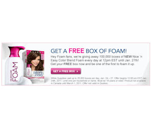 Boxes of Clairol Nice 'N Easy Foam Hair Color - Free Product Samples
