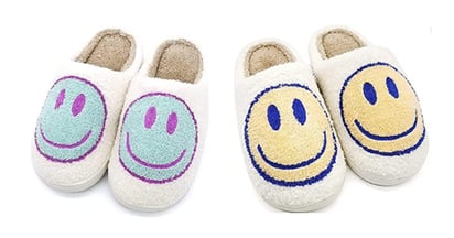 Smiley Face Slippers at Amazon