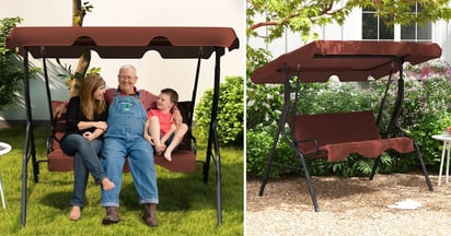 Costway 3 Seats Patio Canopy Swing at Walmart