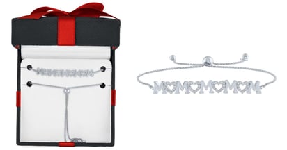 Mom Diamond Sterling Heart Bracelet