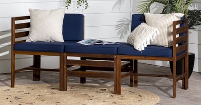 Walker Edison Modern Acacia Modular Patio Set