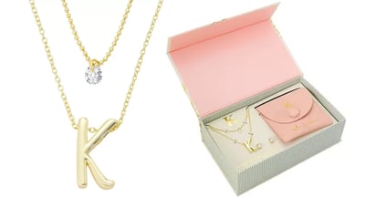 Initial Pendant Necklace & Earring Set