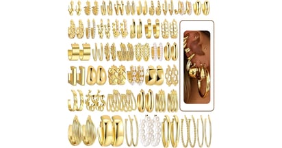 Gold Hoop Earrings Set 42-Pairs on Amazon