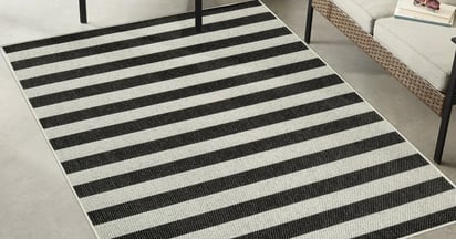 Mainstays Black and White Striped Outdoor Rug