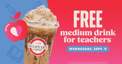 Scooters Free Drink for Teachers