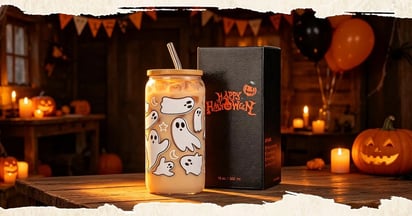 Halloween Pumpkin Ghost Glass Cup on Amazon