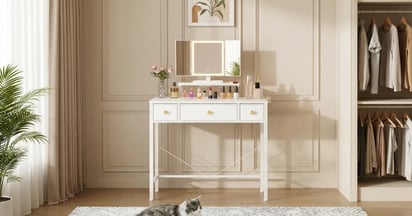 Small Makeup Vanity Desk with Lighted Mirror