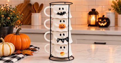 Halloween Ghost Mug Stack