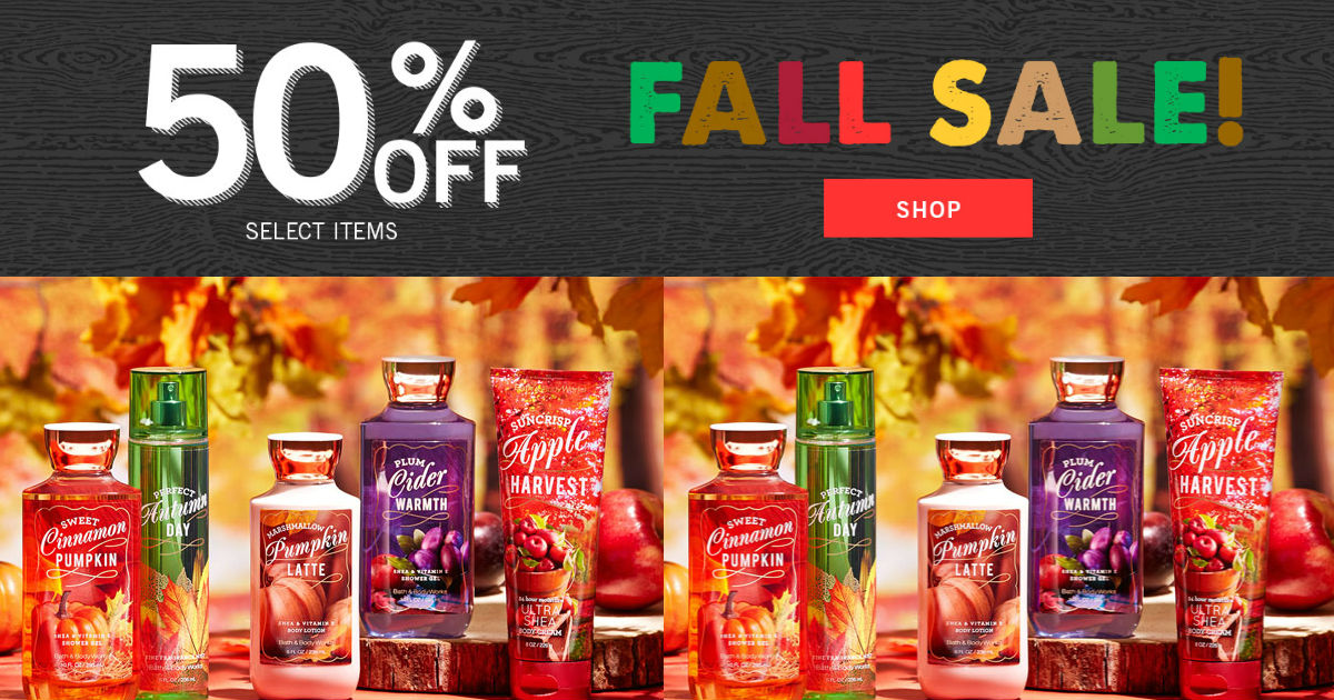 save 50 off select items free shipping at bath body works bath and body works 50 off sale