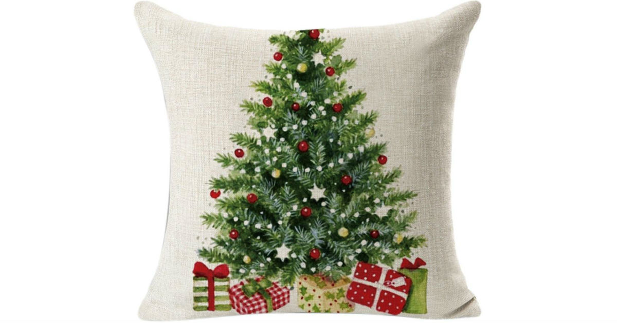Merry Christmas Wreath Pillow Cover-Throw Decorative Decor SHIPS FREE! 