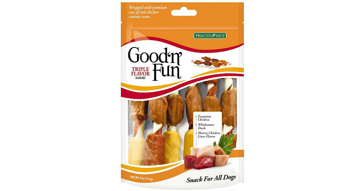 $2.63 (Reg $7) Good'n'Fun Triple Flavored Kabobs Dog Rawhide