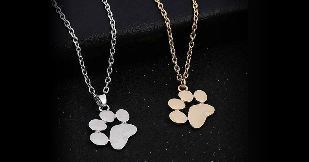 $1.63 + Free Shipping Cute Paw Print Pendant Necklace