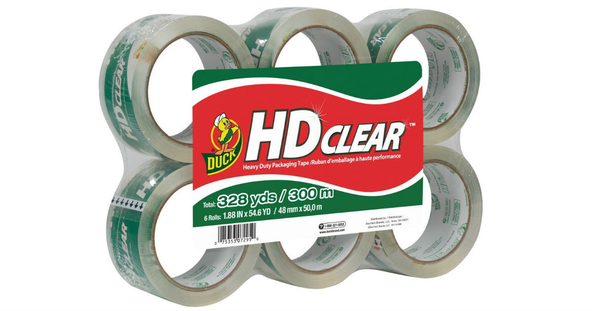 $9.66 for Duck HD Clear Heavy Duty Packaging Tape 6ct