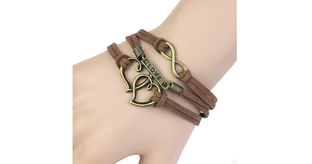 Leather Rope Infinity Charm Bracelet at Amazon