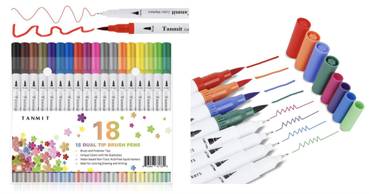 Amazon 18Piece Dual Tip Calligraphy Brush Pen Set ONLY 5.90 Daily