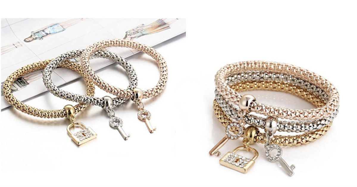 Crystal key lock set Chain Bracelet & Bangle ONLY $2.94 Shipped!