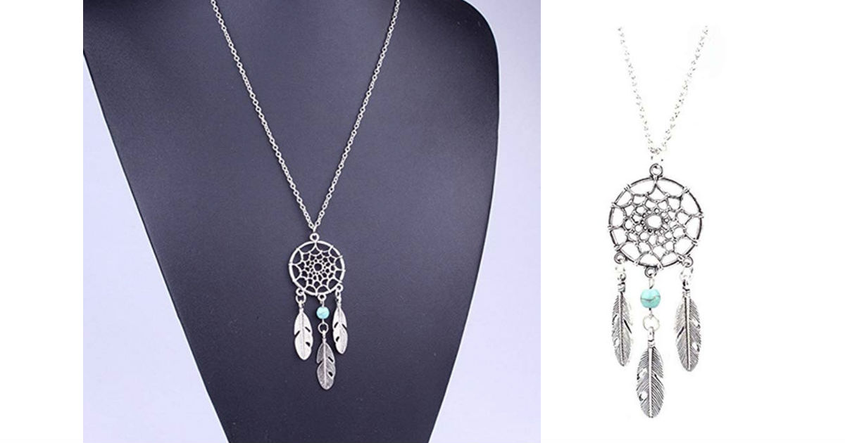 Dreamcatcher Beads Feather Pendant Necklace ONLY $1.72 Shipped!