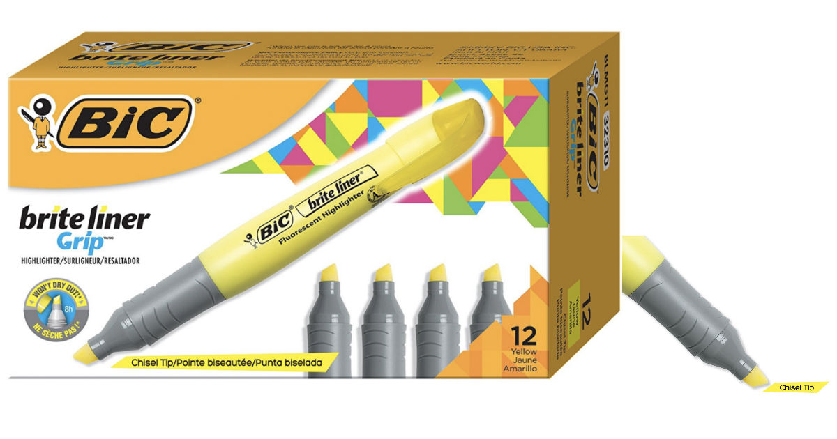 BIC Brite Liner Grip Highlighters ONLY $3.35 at Amazon