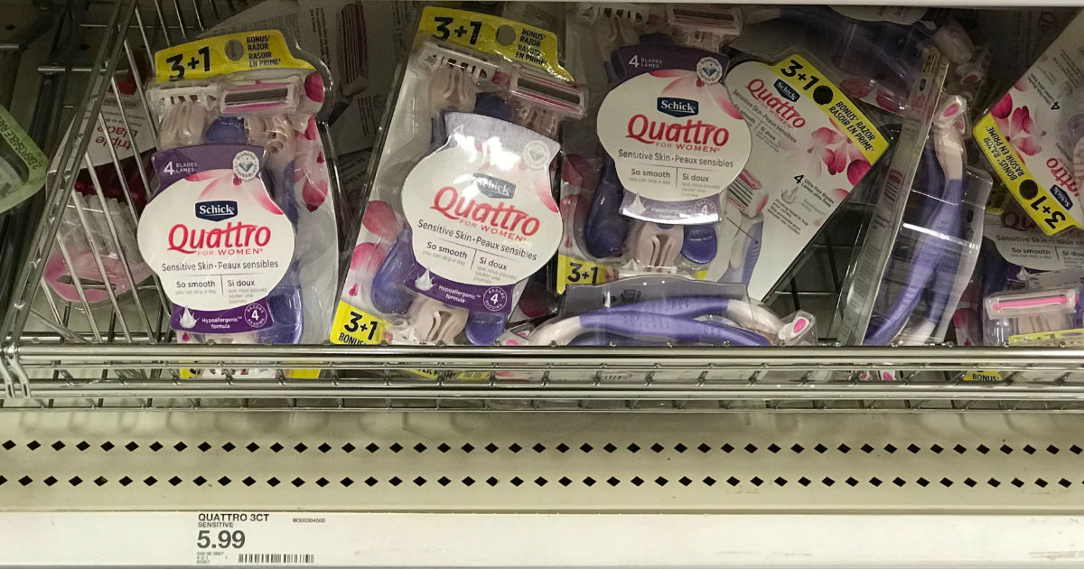 Schick Quattro Razors $1.99 at Target with New Printable Coupon