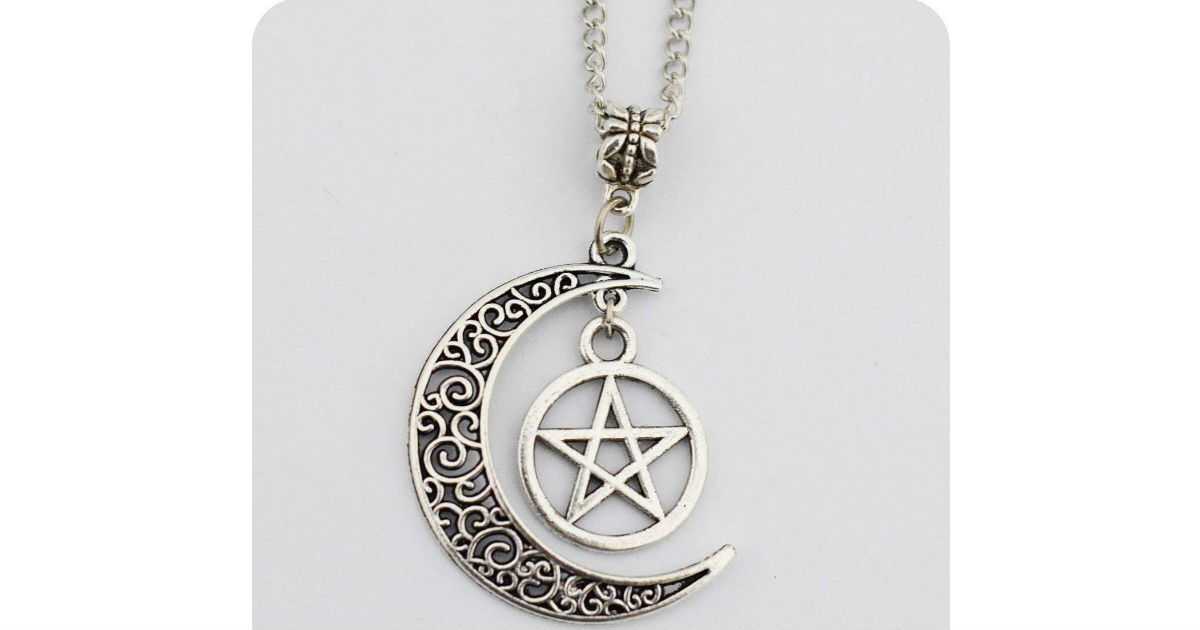 Pentagram and Crescent Moon Pendant Necklace ONLY $1.64 Shipped