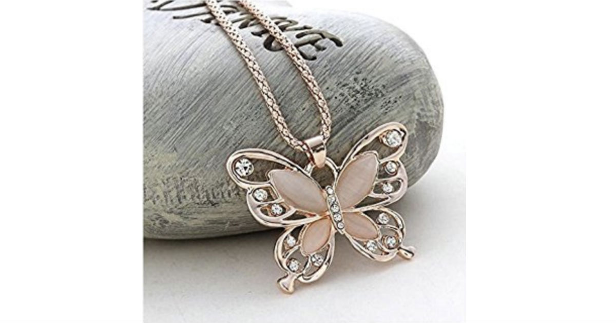 Butterfly Charm Pendant Chain Necklace ONLY $1.67 Shipped