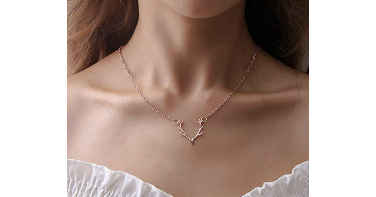 Deer Antlers Pendant Necklace ONLY $2.80 Shipped
