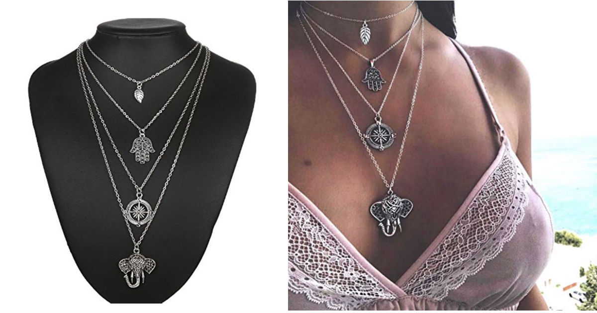 Multi-layer Elephant Pendant Necklace ONLY $2.87 Shipped