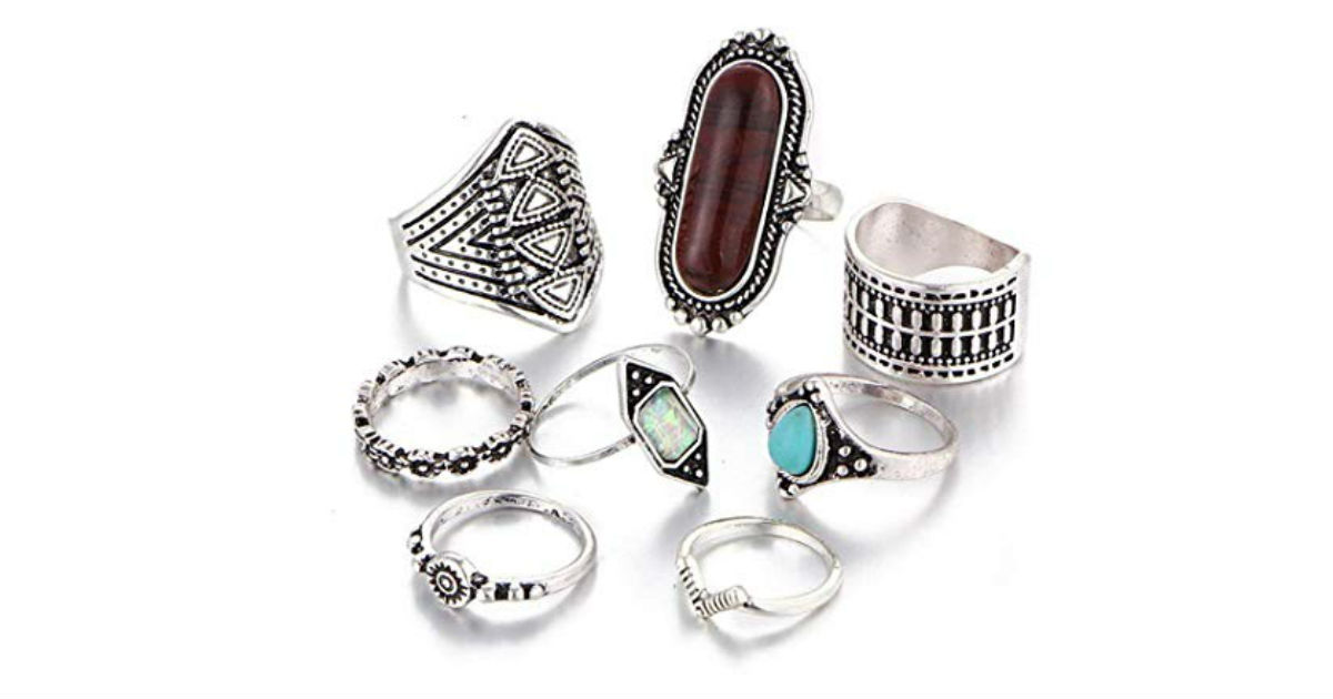 Vintage 8-Piece Ring Set ONLY $4.90 on Amazon