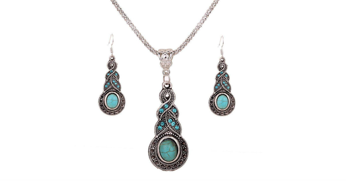 Nurbo Retro Turquoise Jewelry Set ONLY $1.99 Shipped on Amazon