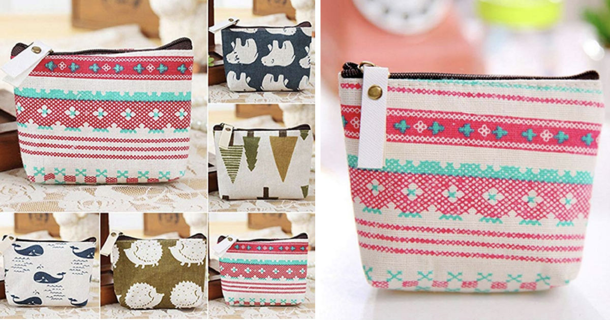 Printed Canvas Change Coin Purse Holder ONLY $1.99 Shipped