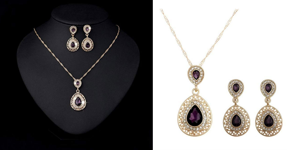 Crystal Chain Bohemian Jewelry Set Earrings ONLY $4.99 Shipped