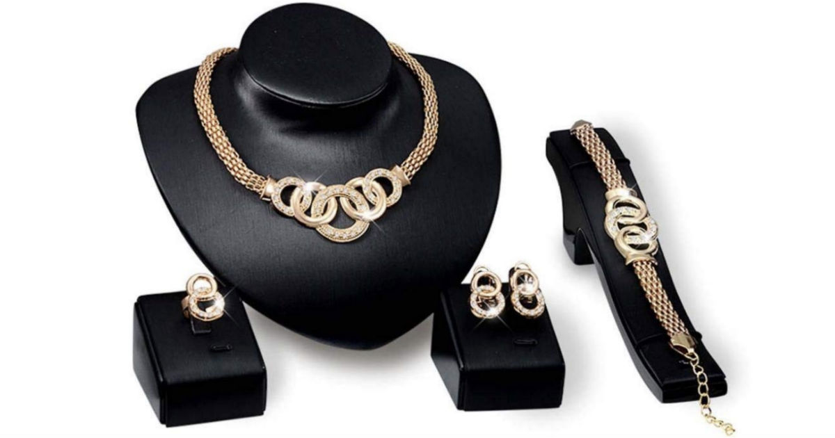Rhinestone Chain Necklace Earrings Jewelry ONLY $4.99 Shipped