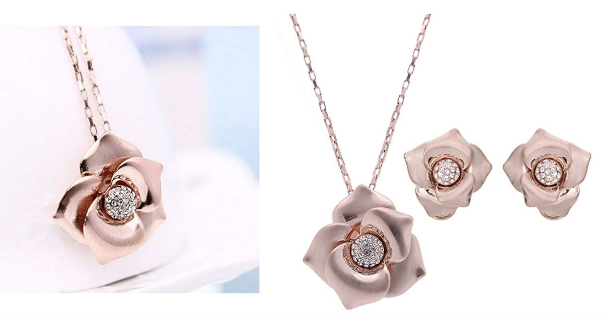 Romantic Bridal Rose Gold Jewelry Set ONLY $9.99 Shipped