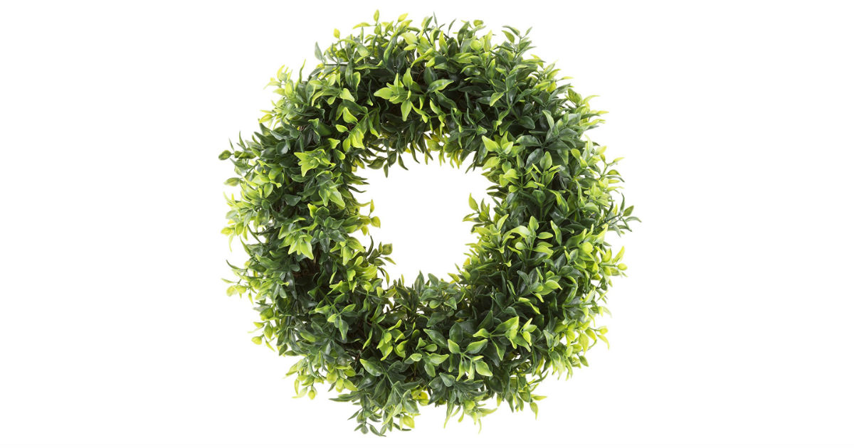 Pure Garden Artificial Basil Leaf Wreath ONLY $9.35 (Reg. $25)
