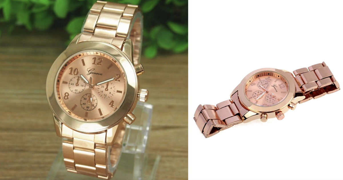 Classic Stainless Steel Rose Gold Watch ONLY $7.38 Shipped