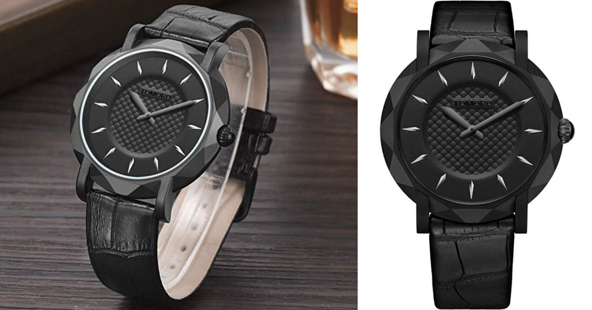 Quartz Leather Ultra Thin Black Watch ONLY $10.99 Shipped