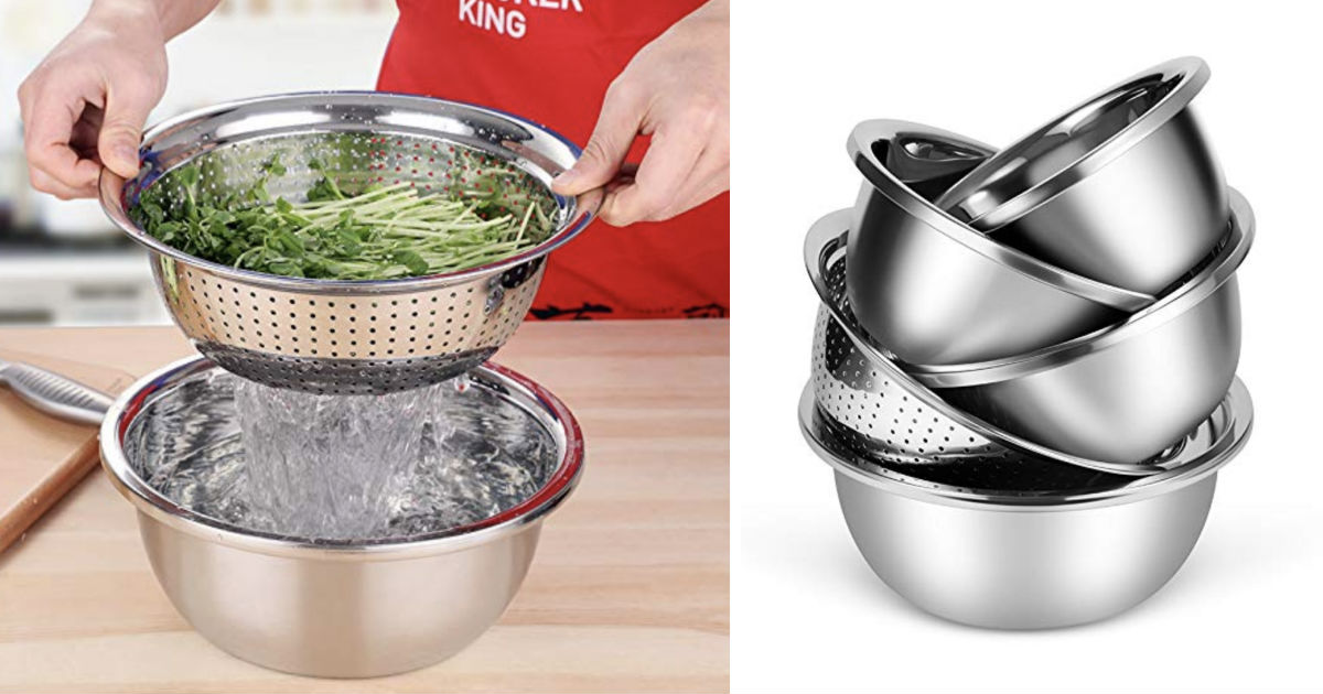 Stainless Steel Colander and Mixing Bowls 5-ct ONLY $24 Shipped