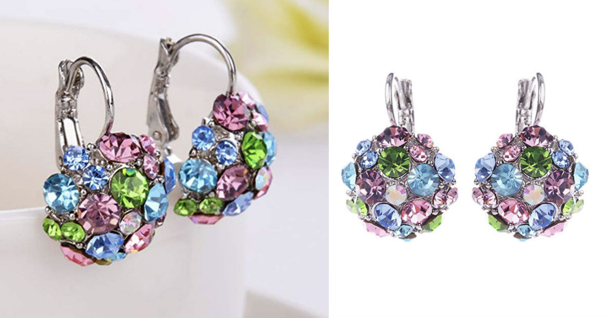 Zircon Silver Tone Eardrop Leverback Earrings ONLY $5.90 Shipped