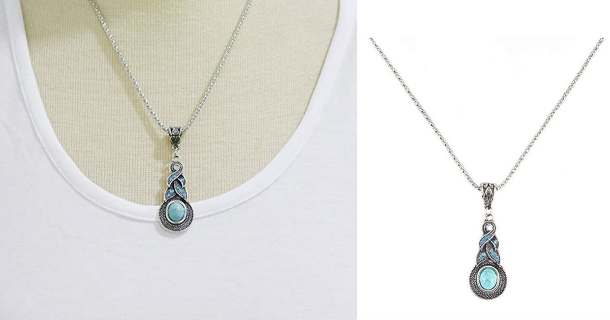 Retro Blue Crystal Pendant Necklace ONLY $2.03 Shipped