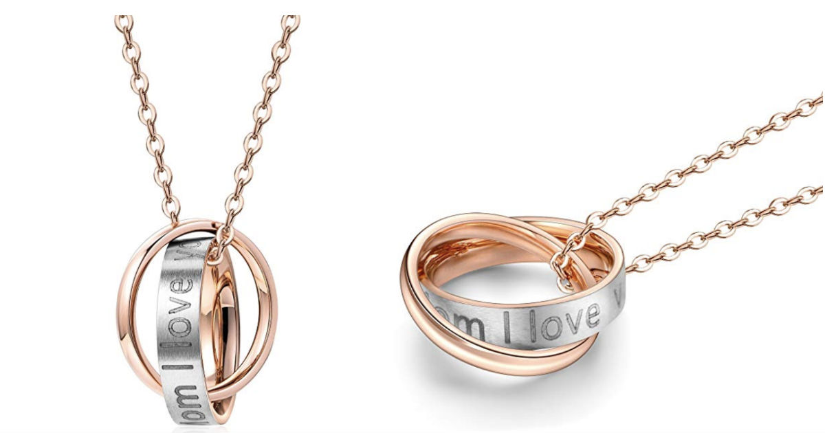 Pendant Diamond with Engraving Mama, I love you ONLY $9.99