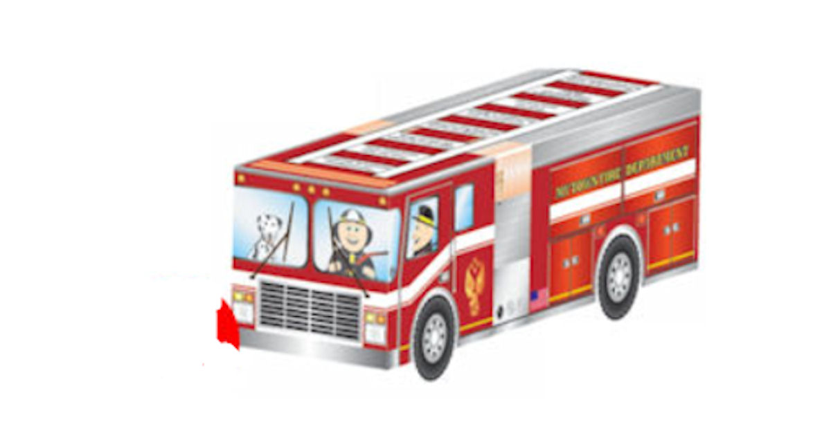 FREE Kids Firetruck Foldup Activity Sheet