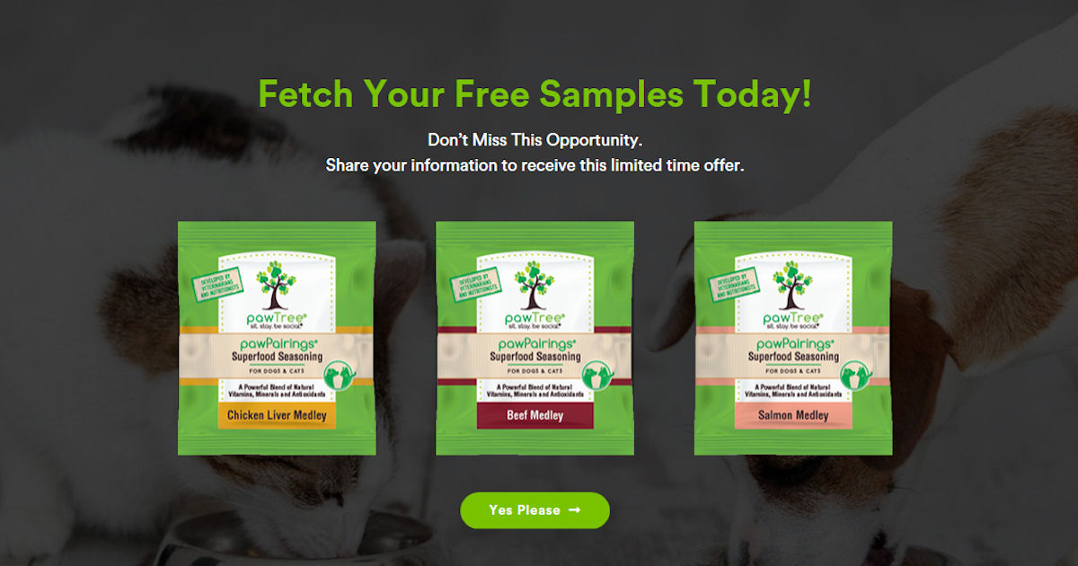 FREE Sample of pawTree pawPairings Superfood Seasoning for Pets