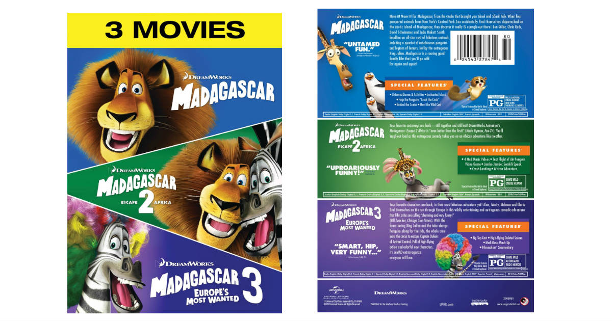 Madagascar 1, 2, & 3 on DVD ONLY $12.99 Shipped (Reg. $23)