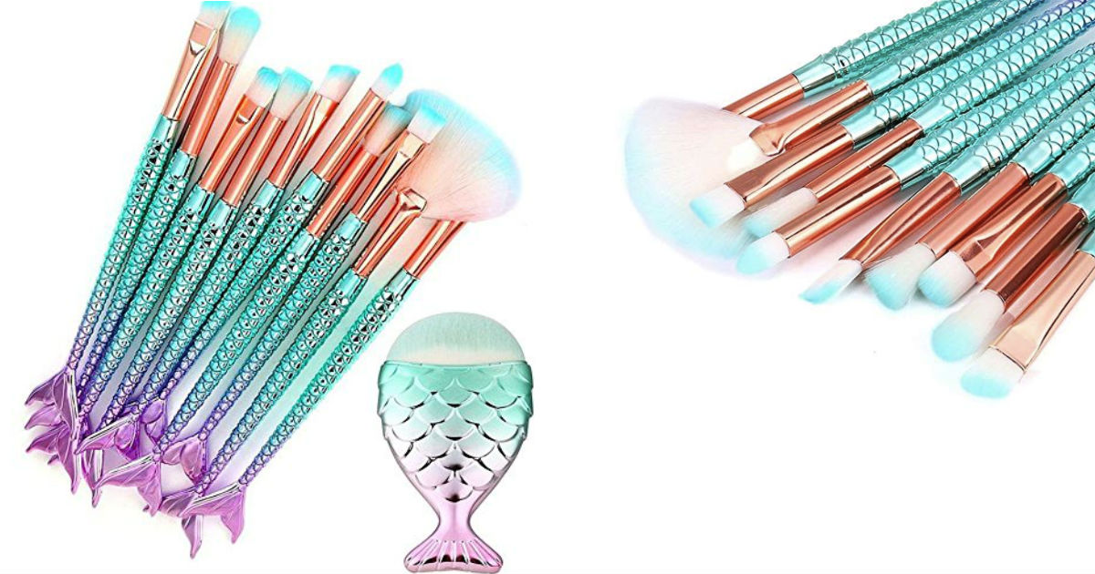 Mermaid Makeup Brush 11-Piece ONLY $8.99 at Amazon