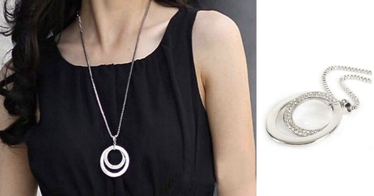 Silver Round Ring Plated Pendant Necklace ONLY $4.20 Shipped