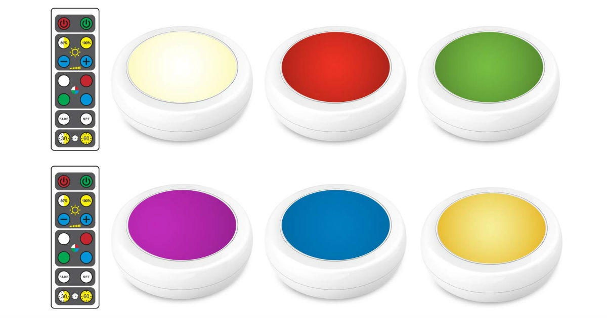 Color Changing LED Puck Lights 6-Pack ONLY $9.99 ($40)