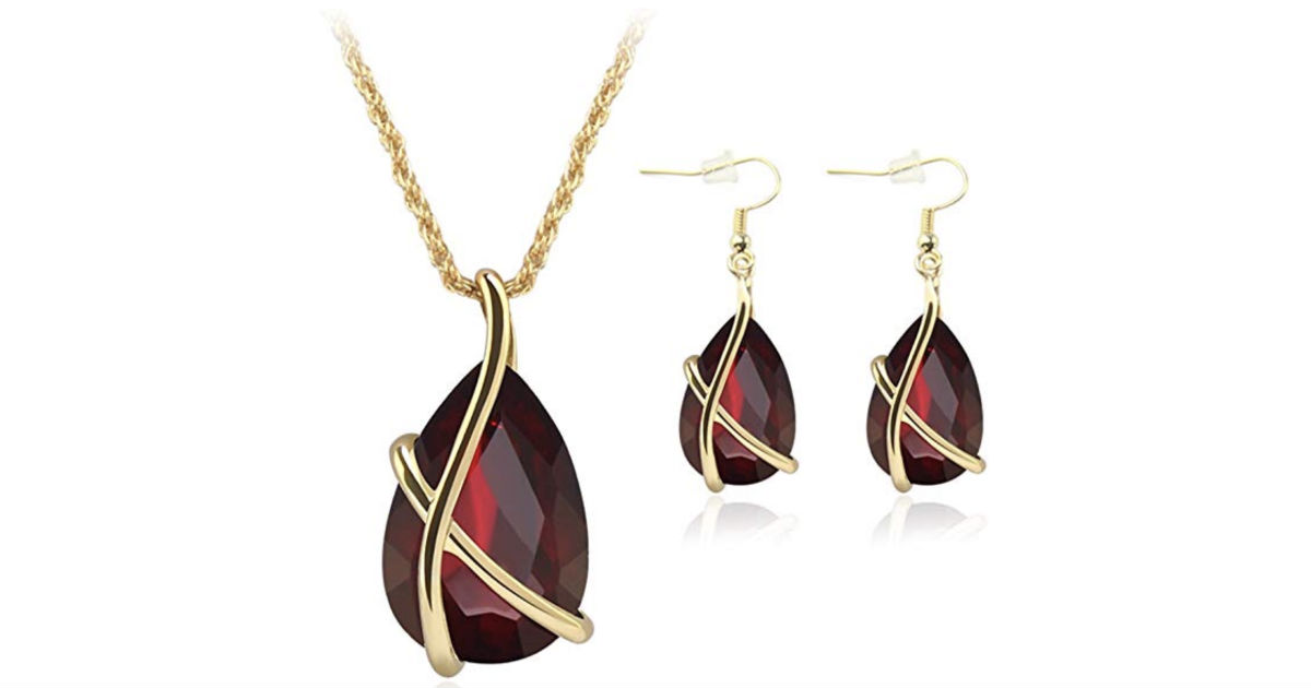 Waterdrop Design Faux Gemstone Necklace ONLY $4.14 Shipped