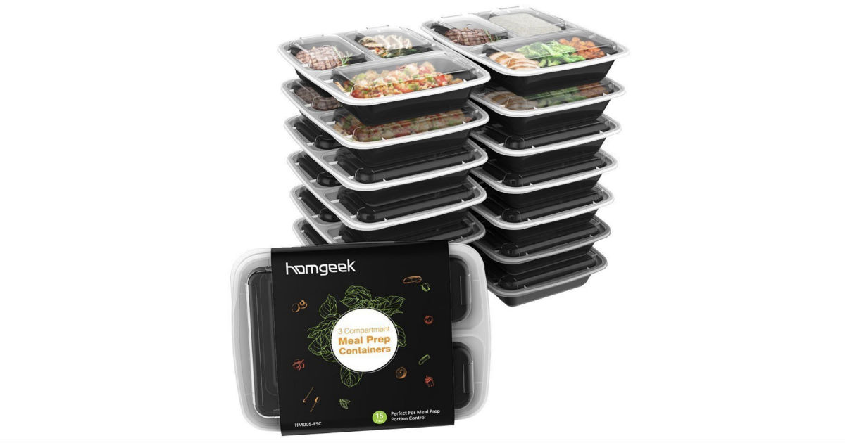 Homgeek 15-Pack Meal Prep Containers ONLY $9.99